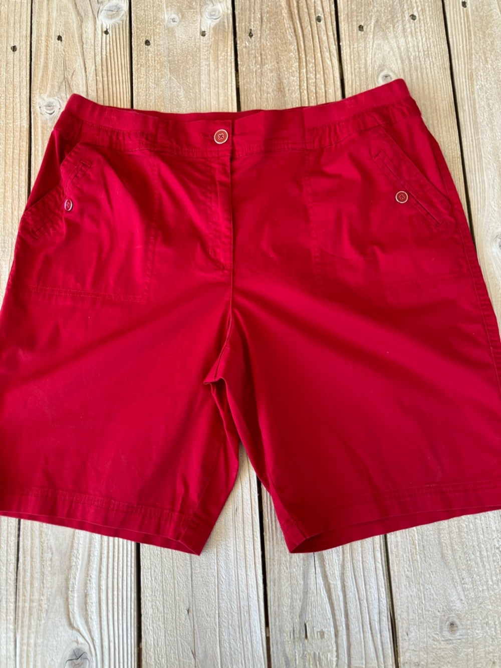 Karen Scott Bright Red Stretch Bermuda Shorts